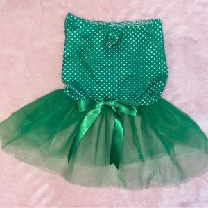 SUPER CUTE! Green Polka-dot dog dress